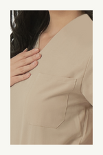 Caniboo: BAILEY 3-pocket womens scrub top in light khaki