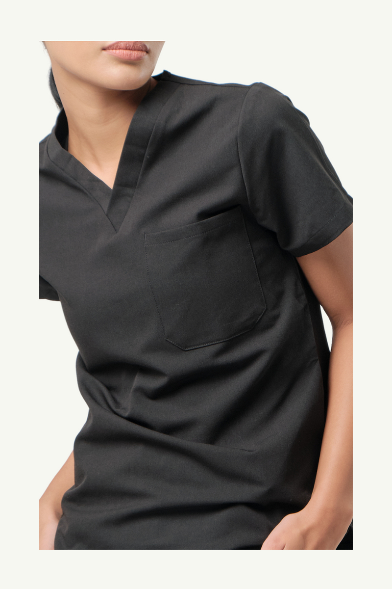 Caniboo: BAILEY 3-pocket womens scrub top in charcoal black