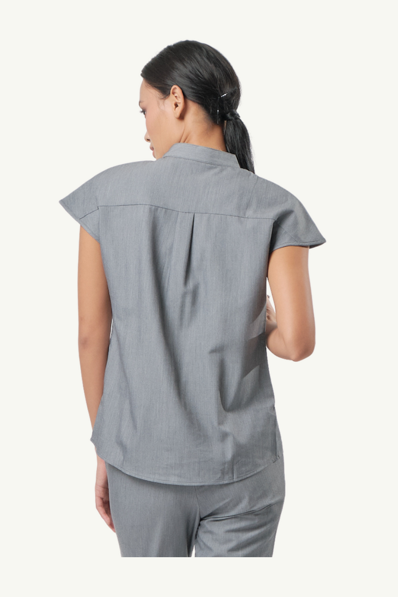 Caniboo: AVA 2-pocket womens scrub top in ice gray