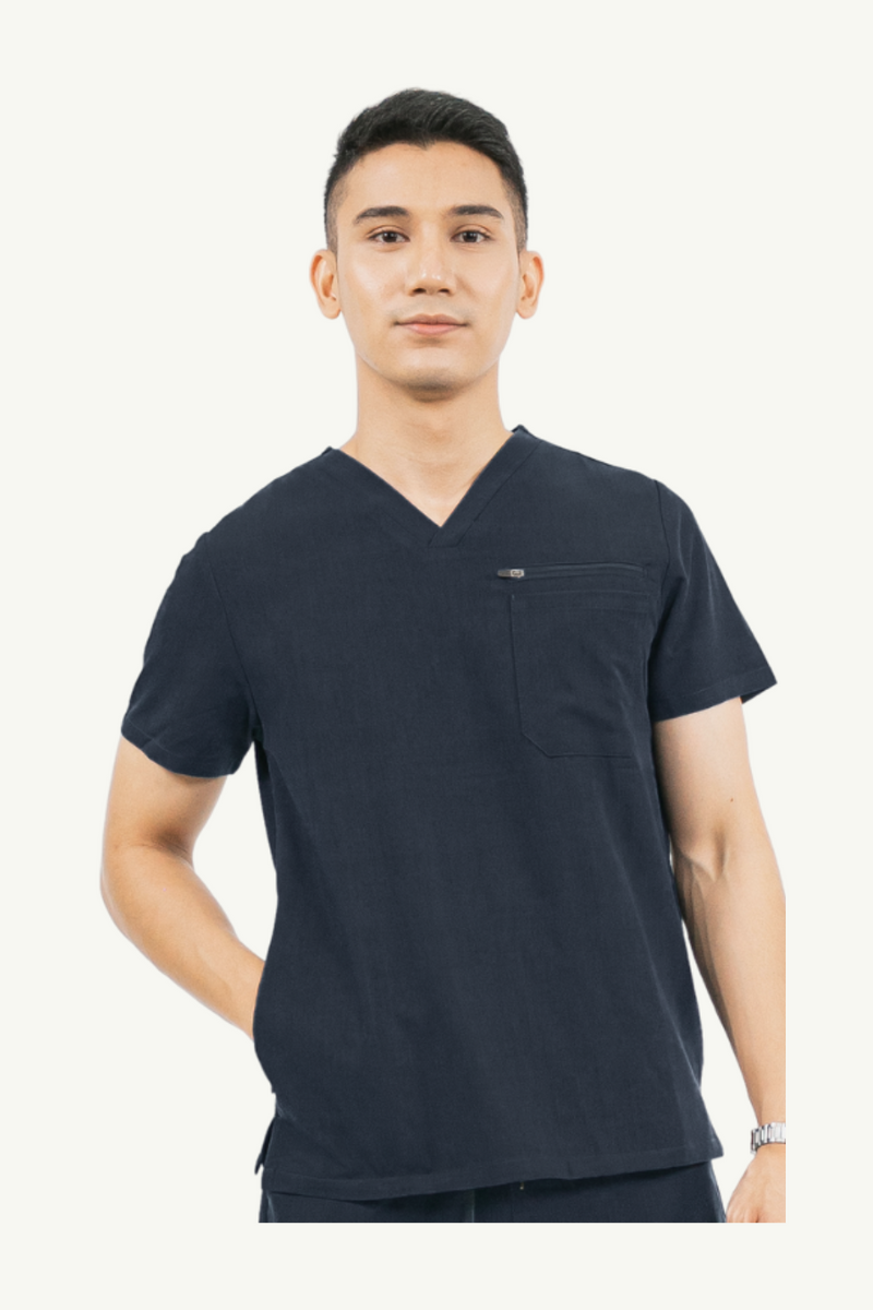 Caniboo: CARTER 4-pocket mens scrub top in navy blue