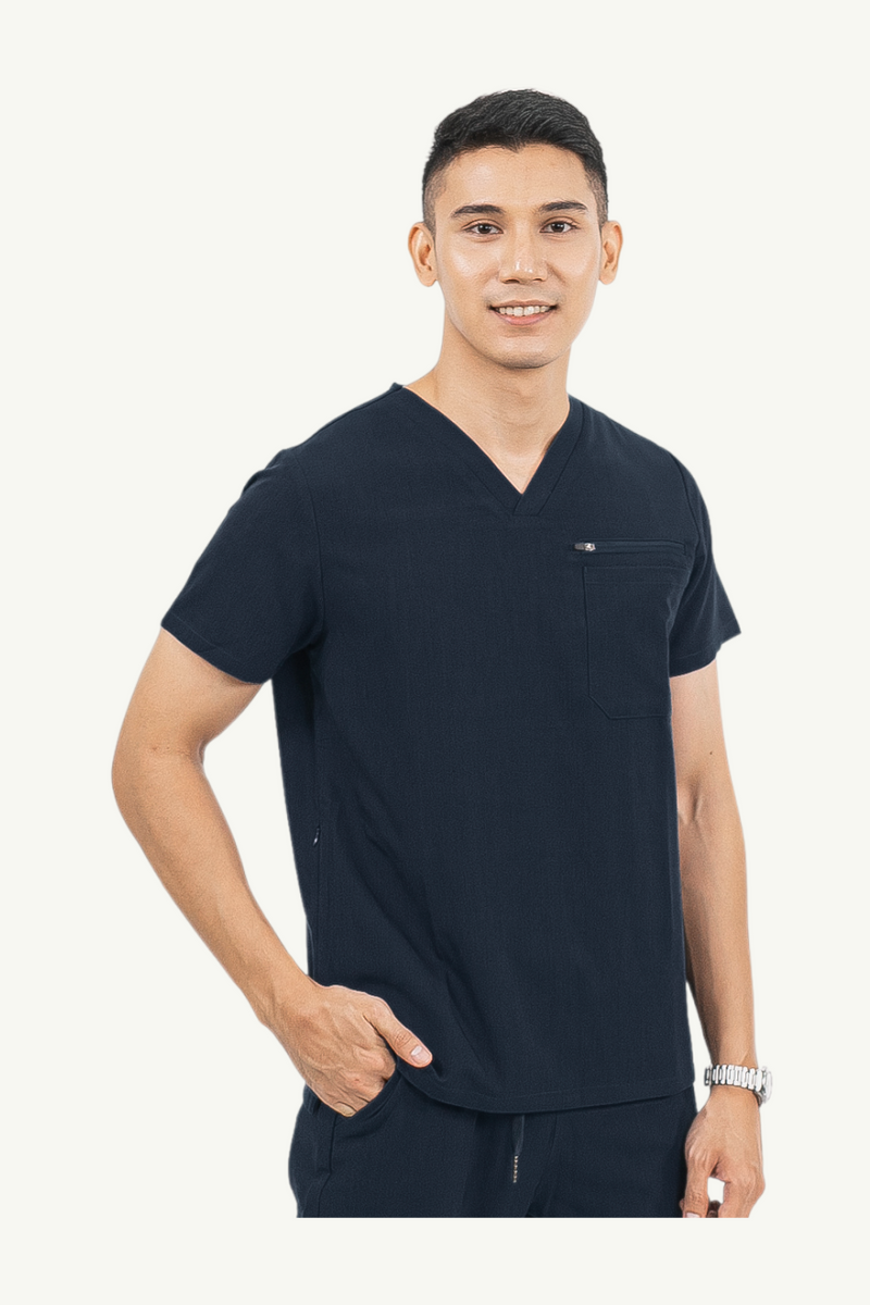 Caniboo: CARTER 4-pocket mens scrub top in navy blue