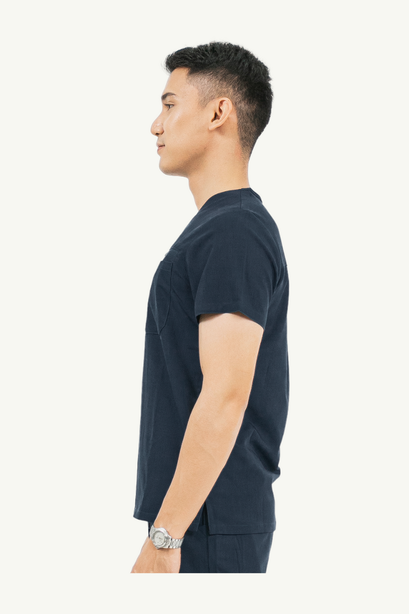 Caniboo: CARTER 4-pocket mens scrub top in navy blue