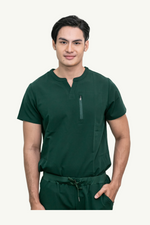 Caniboo: EASTON 3-pocket mens scrub top in dark green