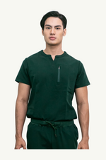 Caniboo: EASTON 3-pocket mens scrub top in dark green