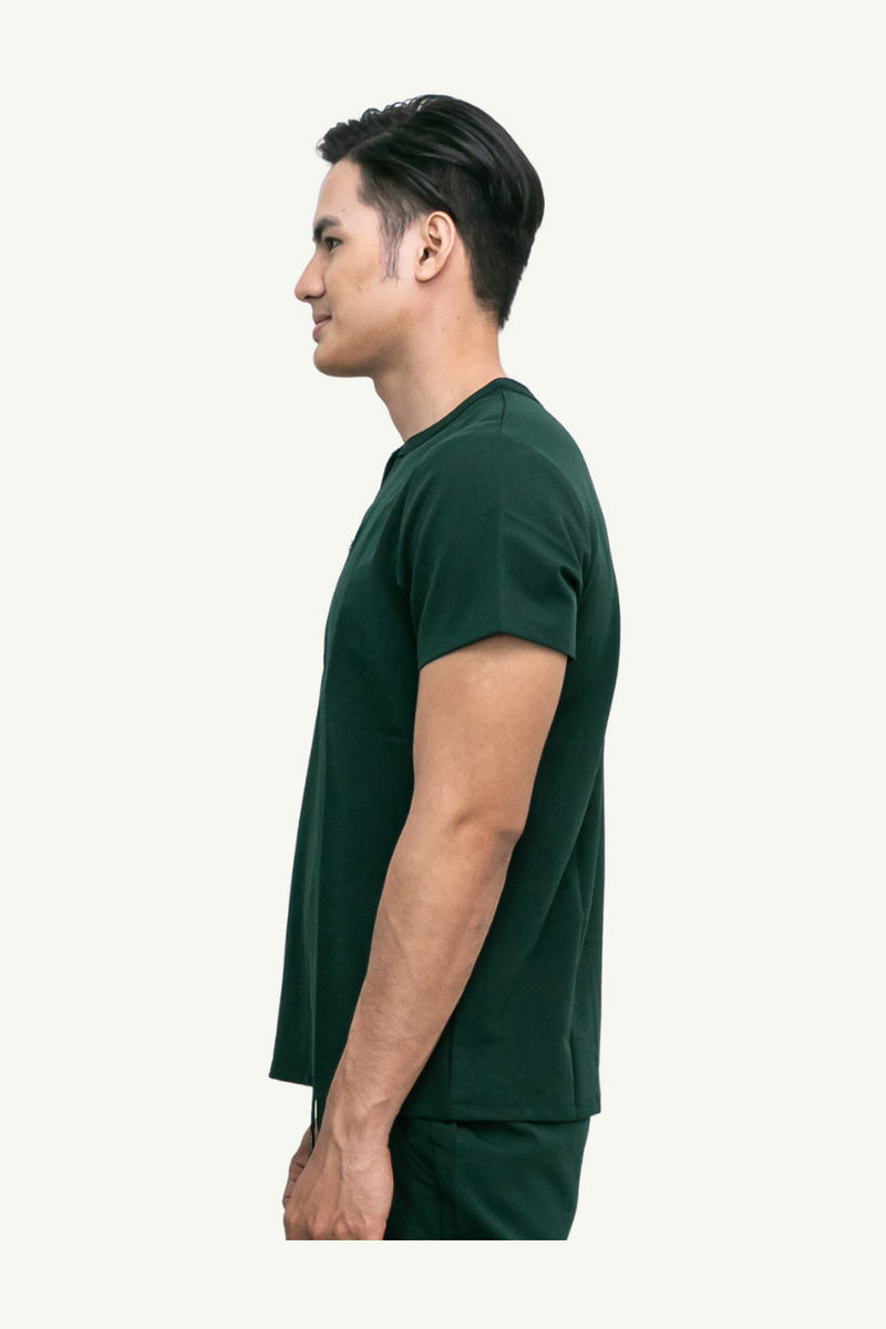 Caniboo: EASTON 3-pocket mens scrub top in dark green