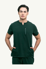 Caniboo: EASTON 3-pocket mens scrub top in dark green