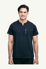 Caniboo: EASTON 3-pocket mens scrub top in navy blue