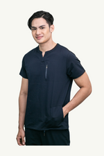 Caniboo: EASTON 3-pocket mens scrub top in navy blue