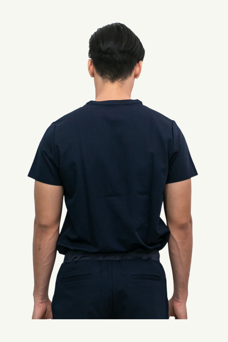 Caniboo: EASTON 3-pocket mens scrub top in navy blue