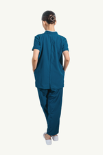 Our Soft Stretch Jane Suit in Ocean Blue/Cream