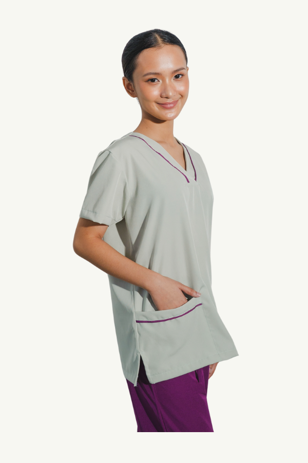 Our Soft Maria TOP in Light Grey/Dark Magenta
