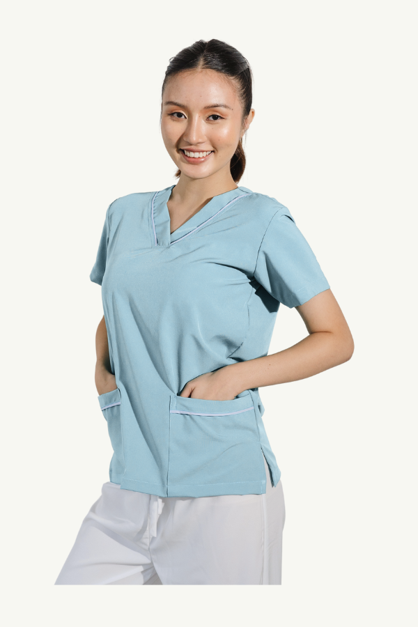 Our Soft Stretch Maria TOP in Light Blue/Light Blue