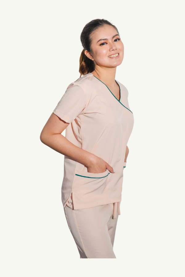 Our Soft Stretch Poppins Suit in Blush PInk/Teal