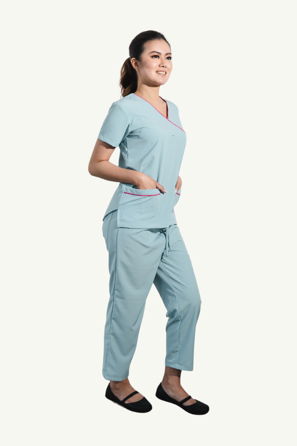 Our Soft Poppins Suit in Light Blue/Fuchsia