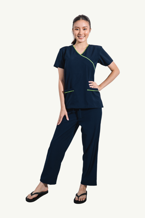 Our Soft Stretch Poppins Suit in Navy/Applegreen
