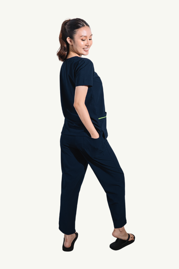 Our Soft Stretch Poppins Suit in Navy/Applegreen