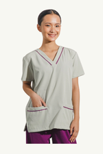 Our Soft Maria TOP in Light Grey/Dark Magenta