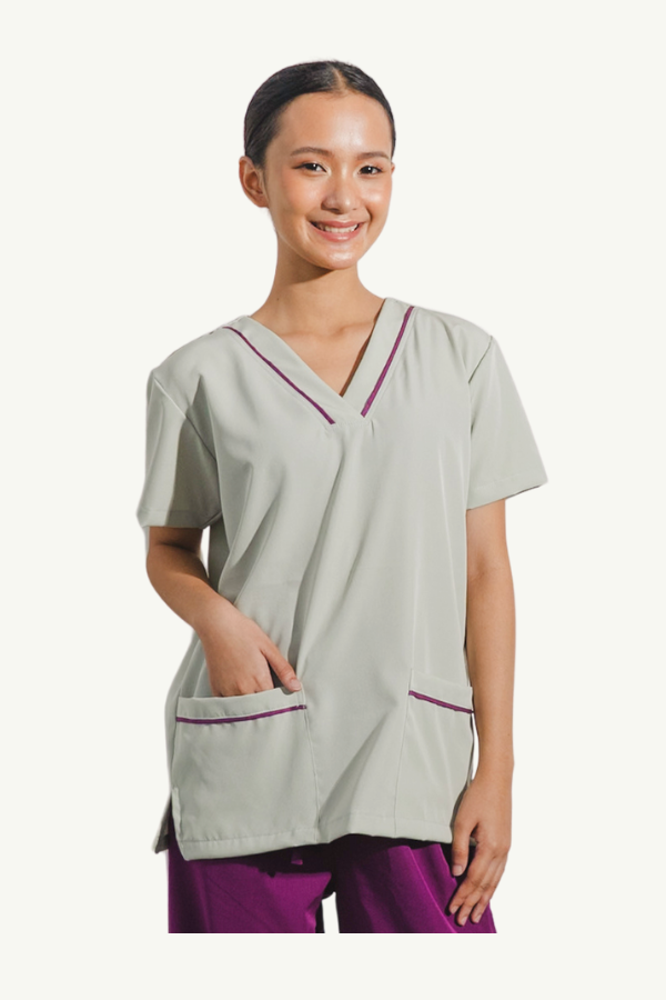 Our Soft Maria TOP in Light Grey/Dark Magenta