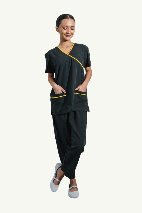 Our Soft Poppins Suit in Dark Grey/Yellow
