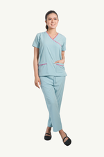 Our Soft Poppins Suit in Light Blue/Fuchsia