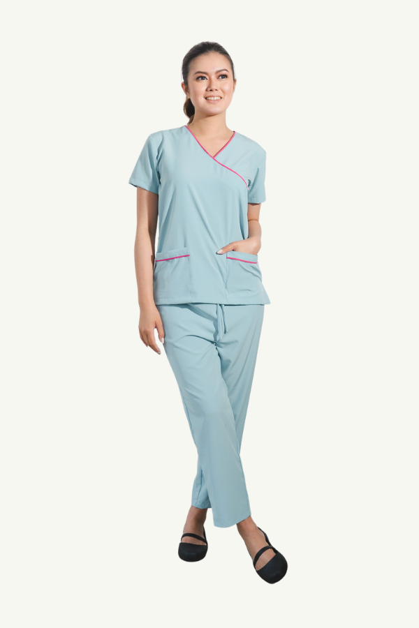 Our Soft Poppins Suit in Light Blue/Fuchsia