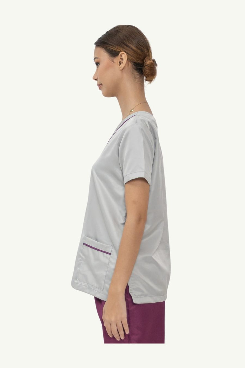 Our Soft Maria TOP in Light Grey/Dark Magenta