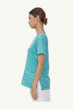 Our Soft Maria TOP in Turquoise Green/White