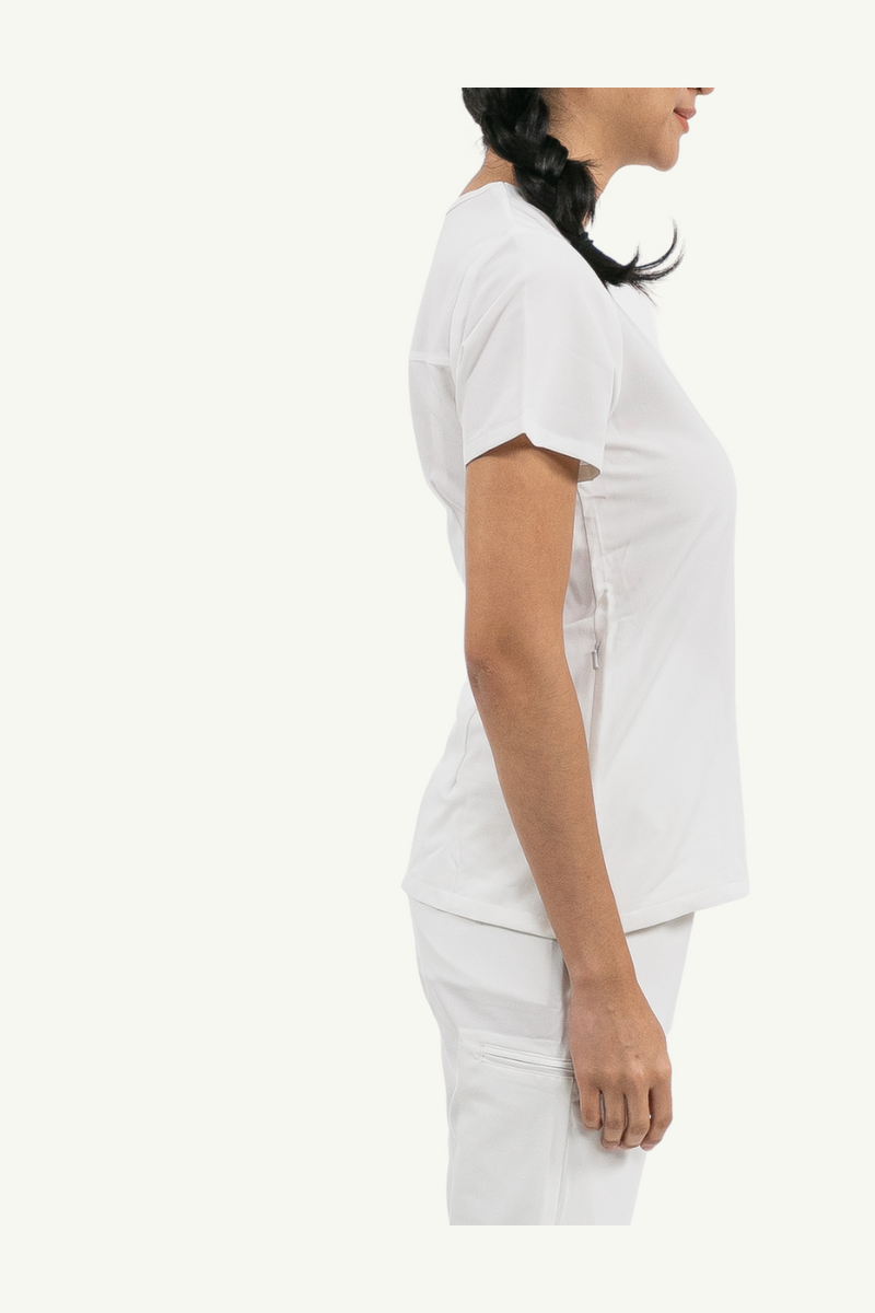 Caniboo: BAILEY 3-pocket womens scrub top in pearl white