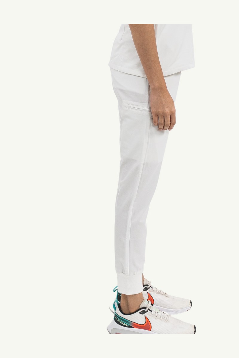 Caniboo: BOWIE 5-pocket jogger womens scrub pants in pearl white