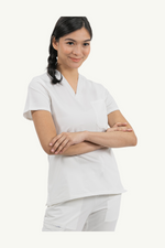 Caniboo: BAILEY 3-pocket womens scrub top in pearl white