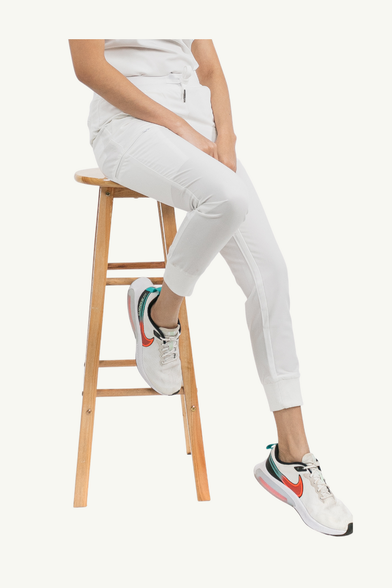 Caniboo: BOWIE 5-pocket jogger womens scrub pants in pearl white