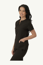 Caniboo: DAHLIA 2-pocket womens scrub top in charcoal black