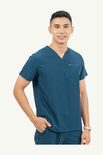 Caniboo: CARTER 4-pocket mens scrub top in aegean blue