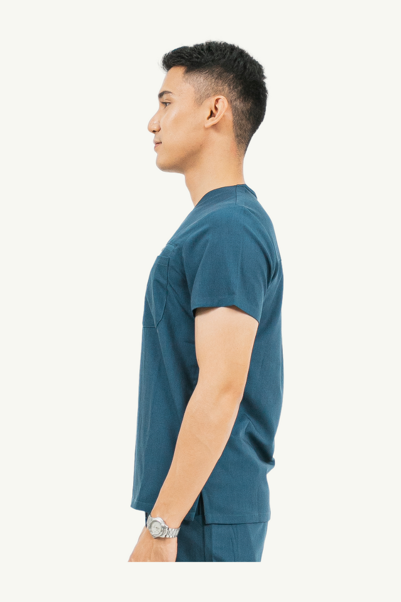 Caniboo: CARTER 4-pocket mens scrub top in aegean blue