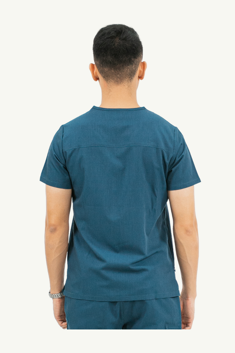 Caniboo: CARTER 4-pocket mens scrub top in aegean blue