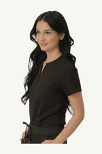 Caniboo: DAHLIA 2-pocket womens scrub top in charcoal black