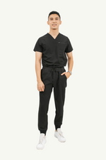 Caniboo: CARTER 4-pocket mens scrub top in charcoal black