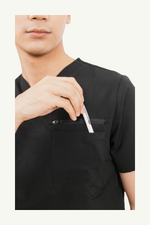 Caniboo: CARTER 4-pocket mens scrub top in charcoal black