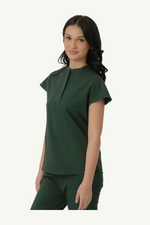 Caniboo: AVA 2-pocket womens scrub top in dark green