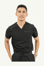 Caniboo: CARTER 4-pocket mens scrub top in charcoal black