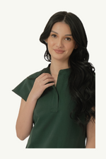 Caniboo: AVA 2-pocket womens scrub top in dark green