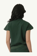 Caniboo: AVA 2-pocket womens scrub top in dark green