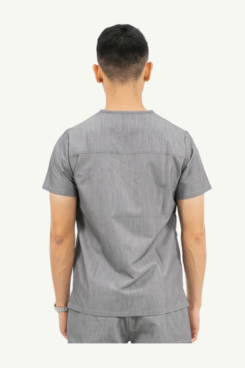 Caniboo: CARTER 4-pocket mens scrub top in ice grey