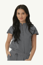 Caniboo: AVA 2-pocket womens scrub top in steel grey