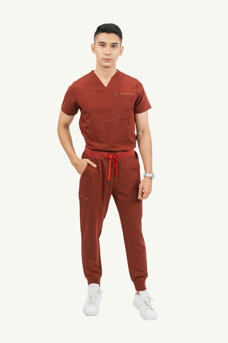 Caniboo: CODY 5-pocket mens scrub pants in popstar red