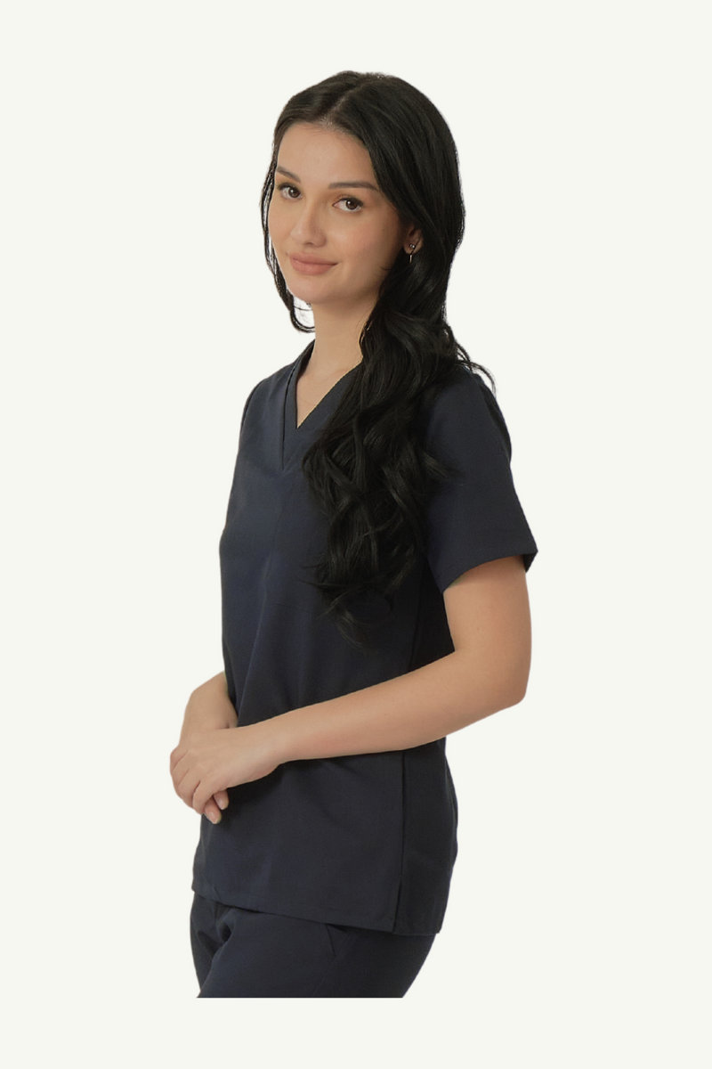Caniboo: BAILEY 3-pocket womens scrub top in navy blue