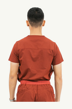 Caniboo: CARTER 4-pocket mens scrub top in popstar red