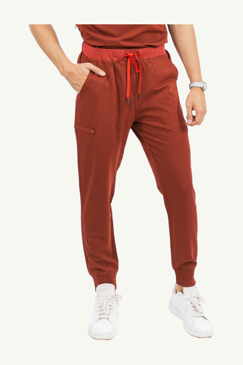 Caniboo: CODY 5-pocket mens scrub pants in popstar red