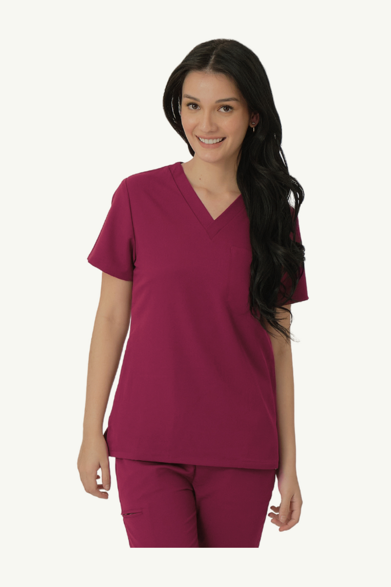 Caniboo: BAILEY 3-pocket womens scrub top in mulberry purple