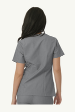 Caniboo: DAHLIA 2-pocket womens scrub top in ice grey